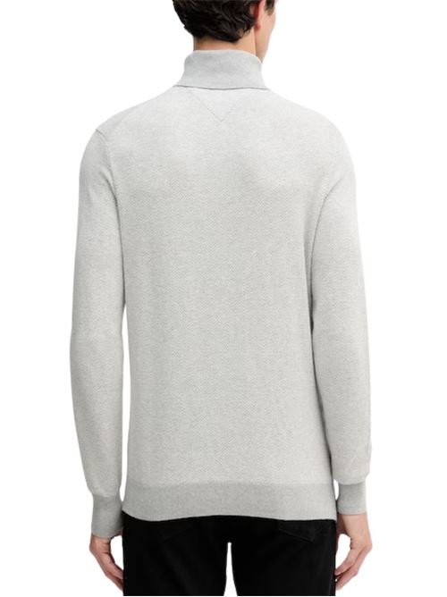 Maglia a collo alto bianca e grigia in misto cashmere Tommy Hilfiger | MW0MW404460CU